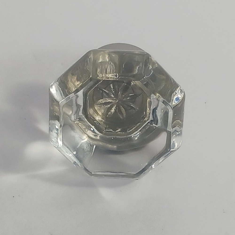 Rejuvenation Cabinet Knob Octagon Glass 1.25 inches Brush Nickle
